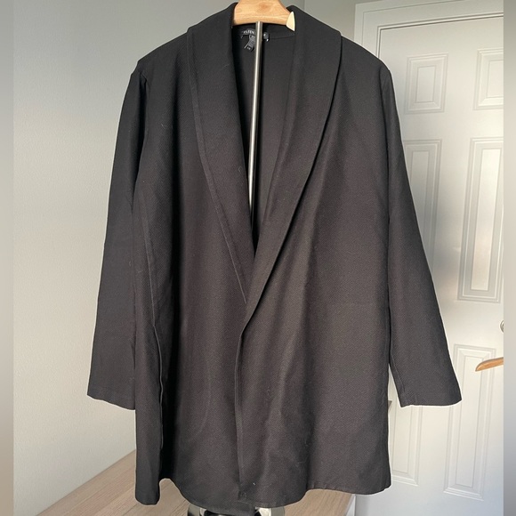 Eileen Fisher | Black Textured Open Front Blazer Jacket Tencel Career Office - Picture 12 of 12